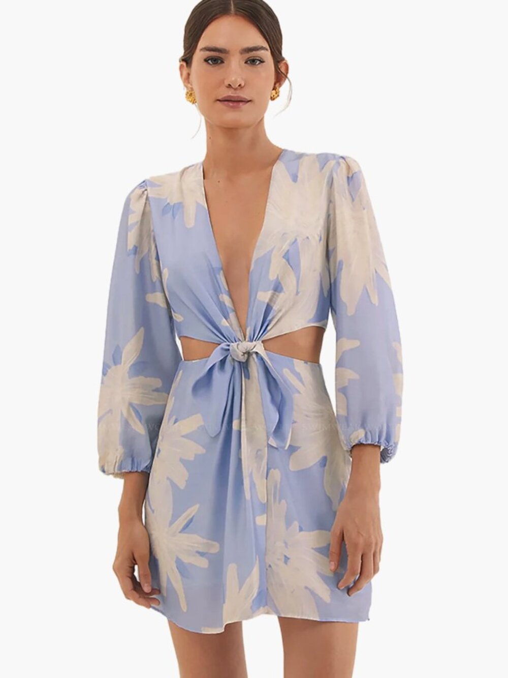 VIX  Paula Hermanny Nadi Short Dress in Blue Floral Print